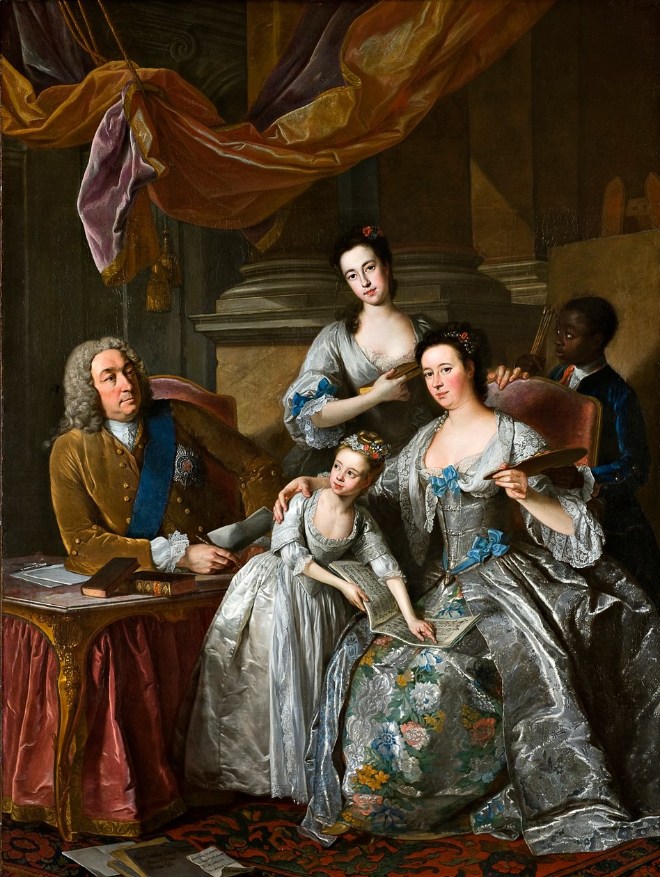 Richard Boyle, 3. hrabia Burlington i 4. hrabia Cork, z żoną Dorothy Savile i córkami (olej na płótnie) autorstwa Jean Baptiste van Loo