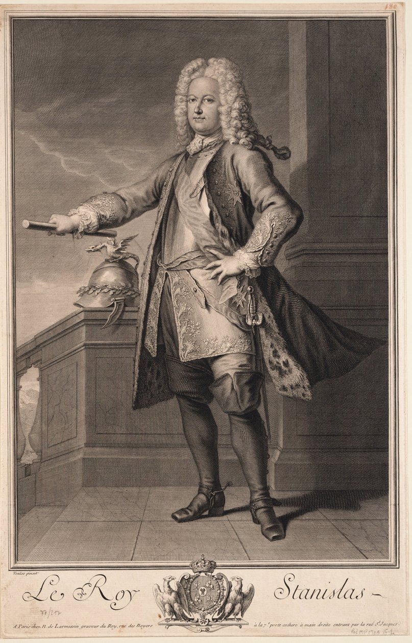 Stanisław Leszczyński (Lecziński), zwany Dobroczynnym - Stanisław I Leszczyński (1677-1766), Król Polski - Van Loo, Jean Baptiste (1684-1745) - 1705 - Miedzioryt - 53,5x33 - Kolekcja prywatna autorstwa Jean Baptiste van Loo