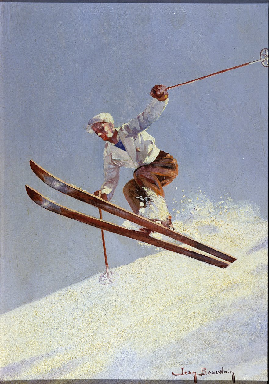Narciarz, ok. 1930 (olej na płótnie) autorstwa Jean Beaudoin
