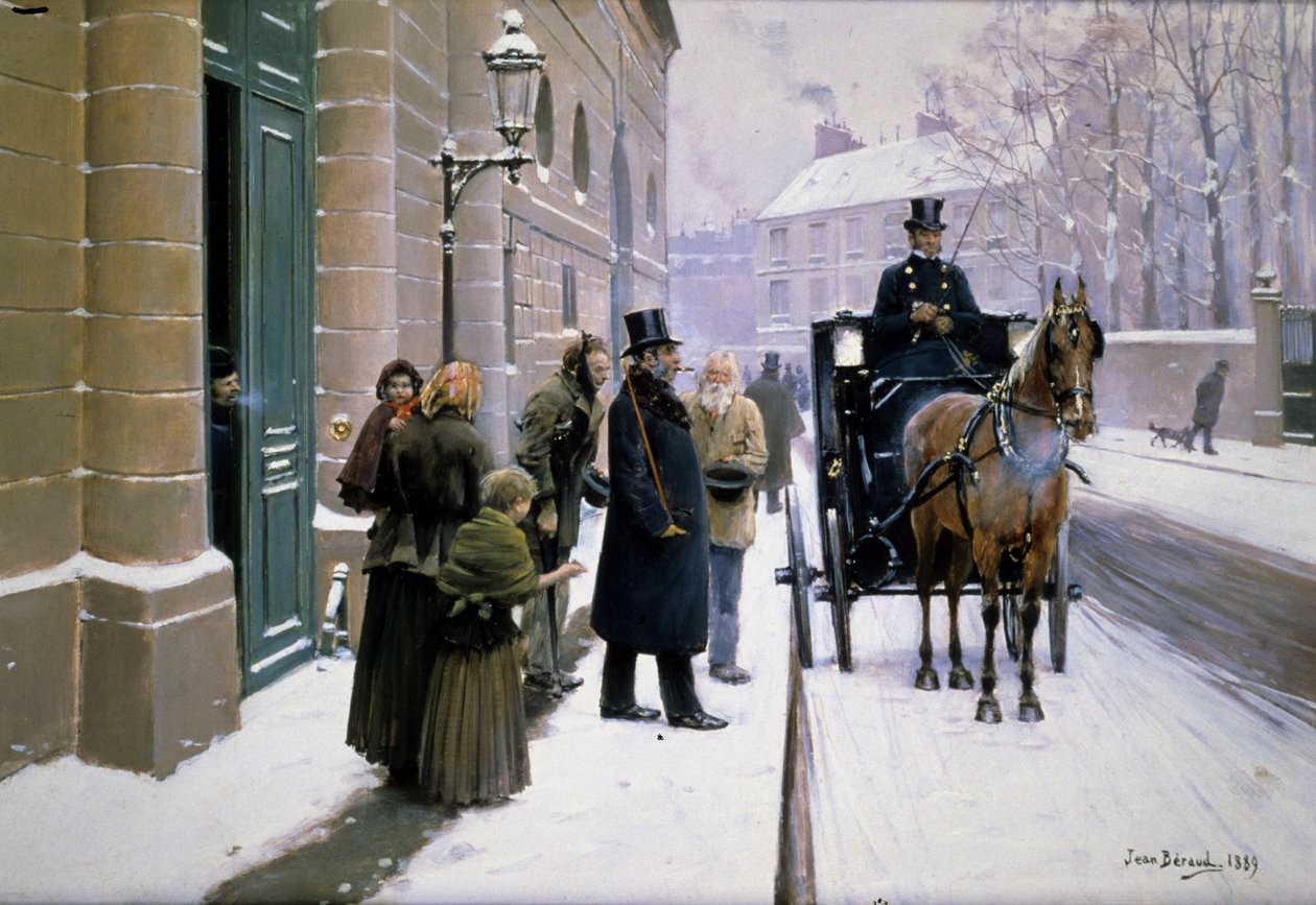 Mieszczanin opuszczający swój dom w Paryżu autorstwa Jean Beraud