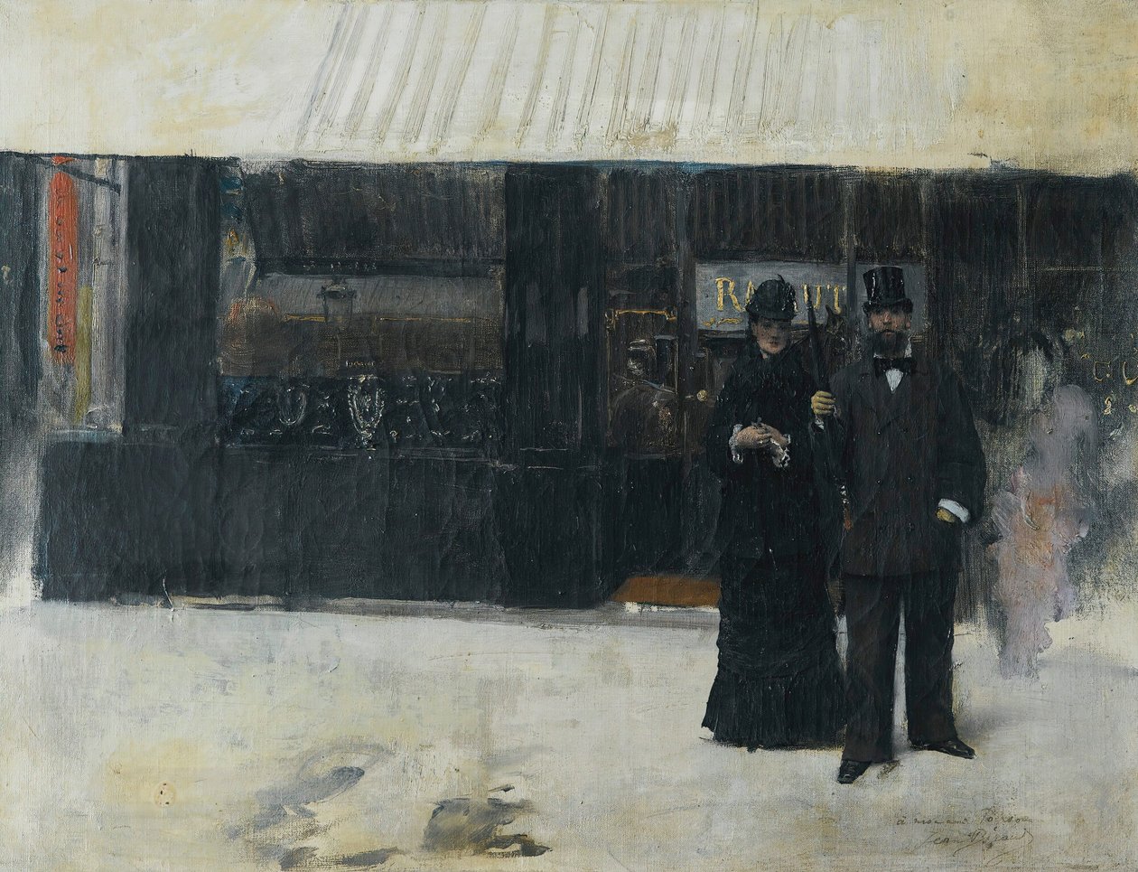 Para przed sklepem jubilerskim (olej na płótnie) autorstwa Jean Beraud