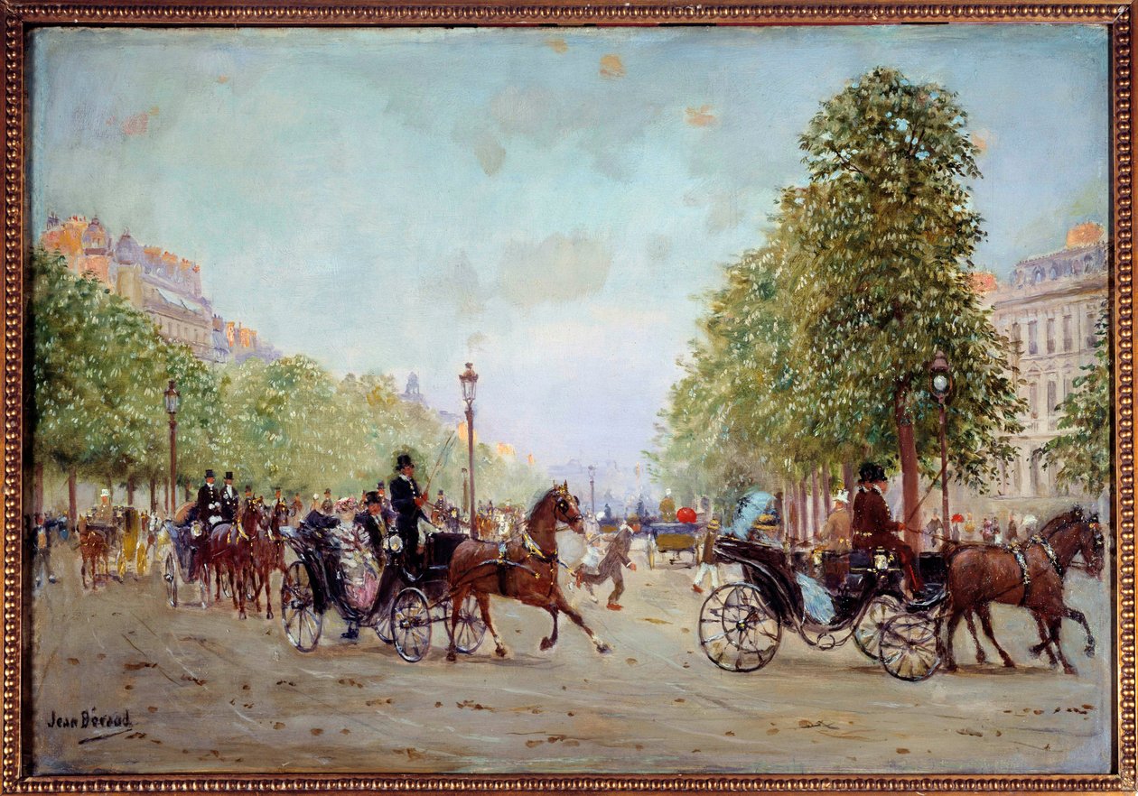 La promenade aux Champs-Elysees Obraz Jeana Berauda (1849-1935) XIX wiek. Wymiary 0,38 x 0,55 m Paryż, Musee Carnavalet autorstwa Jean Beraud