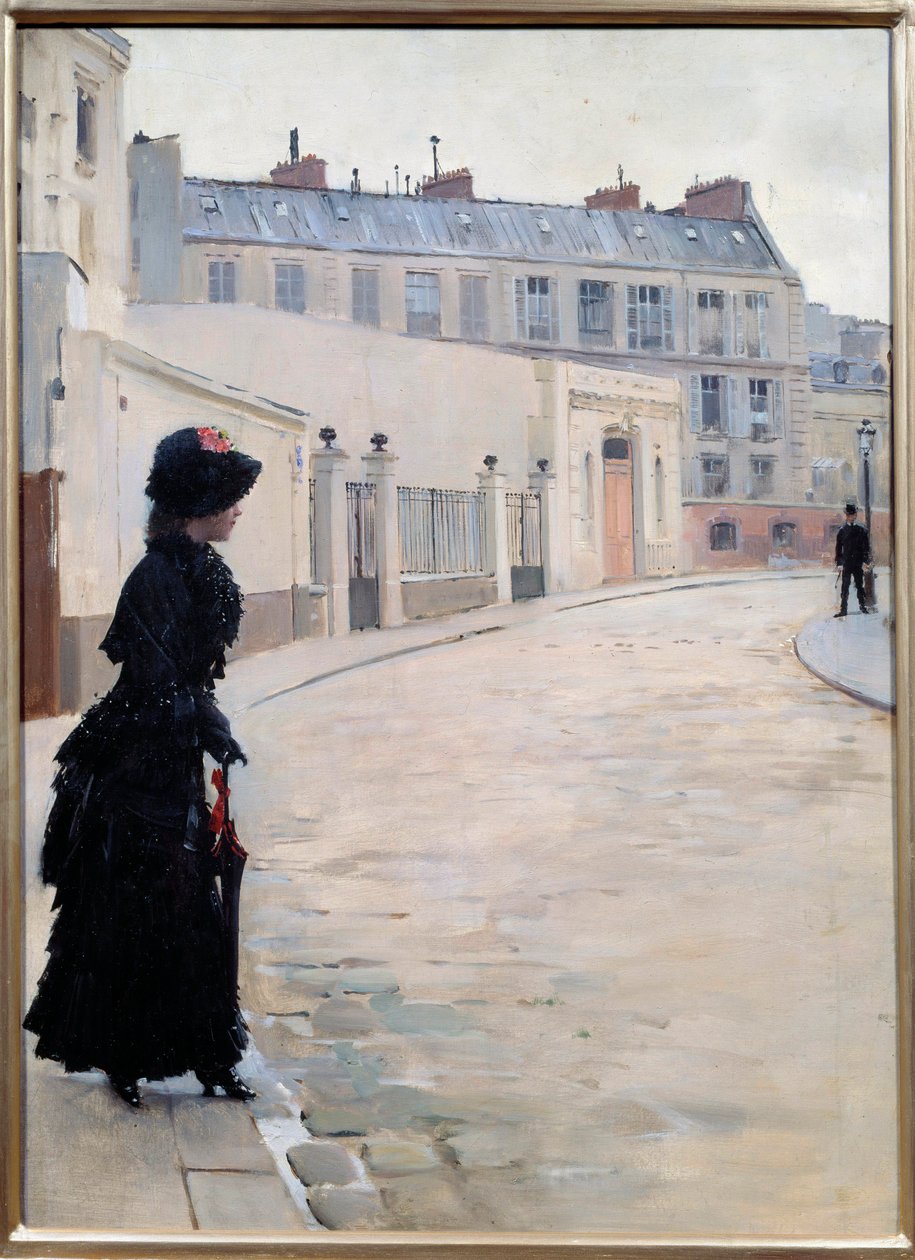 Oczekiwanie, rue de Chateaubriand w Paryżu Obraz Jeana Beraud (1849-1935) autorstwa Jean Beraud