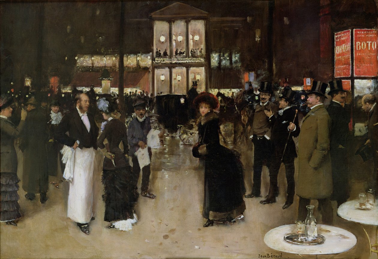 Boulevard Montmartre nocą, przed Théâtre des Variétés, ok. 1885. autorstwa Jean Beraud