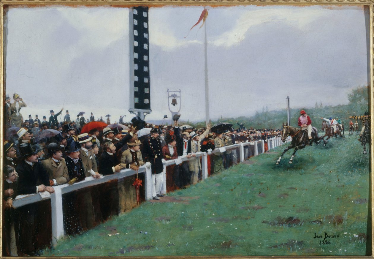 Wyścigi w Longchamp; meta autorstwa Jean Beraud