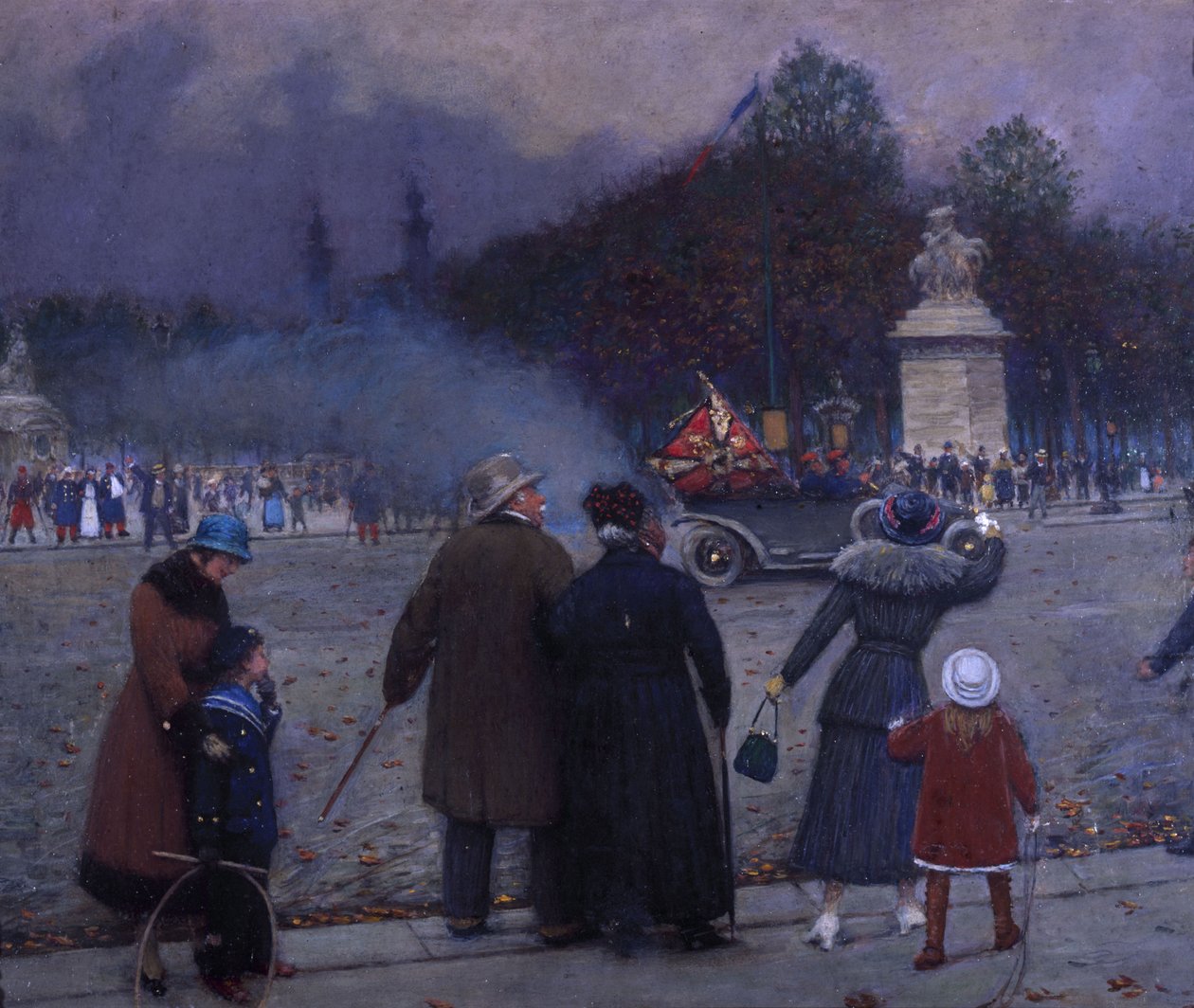 Niemiecka flaga zabrana do Les Invalides, ok. 1914 (olej na karcie) autorstwa Jean Beraud