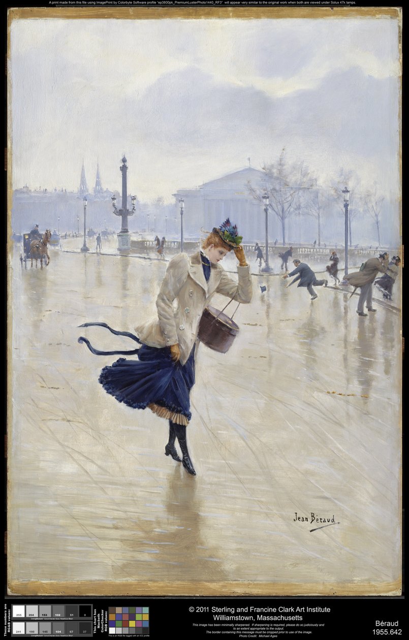 Wietrzny dzień, Place de la Concorde, ok. 1890 autorstwa Jean Beraud