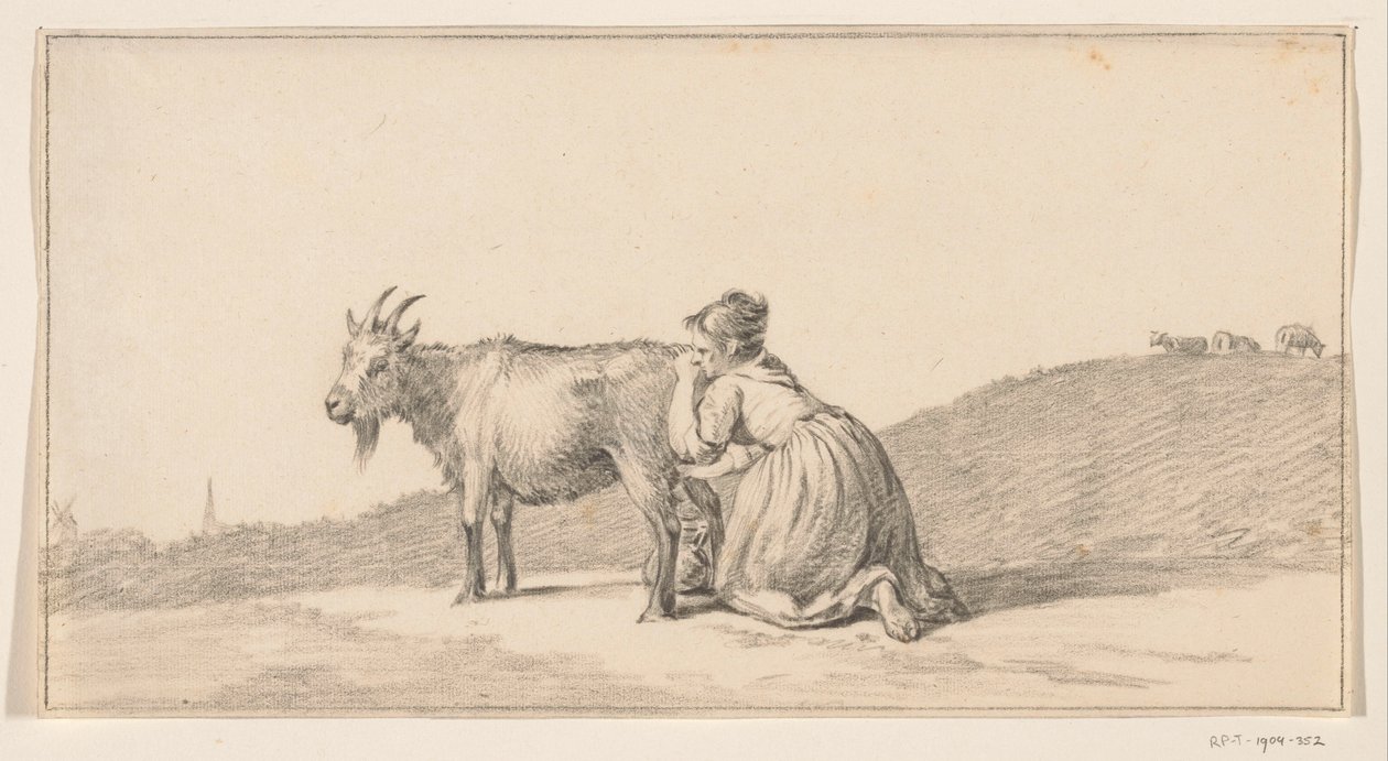 Kobieta doi kozę autorstwa Jean Bernard
