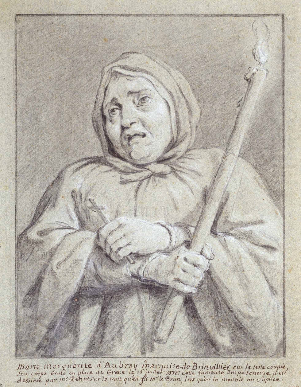 Markiza de Brinvilliers w drodze na śmierć (kreda i ołówek na papierze) autorstwa Jean Bernard Restout