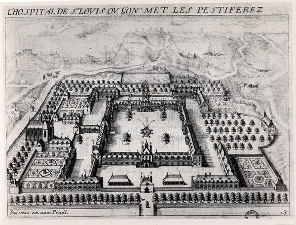 Szpital Saint-Louis, początek XVII w. (rycina) (zdjęcie czarno-białe) autorstwa Jean Boisseau
