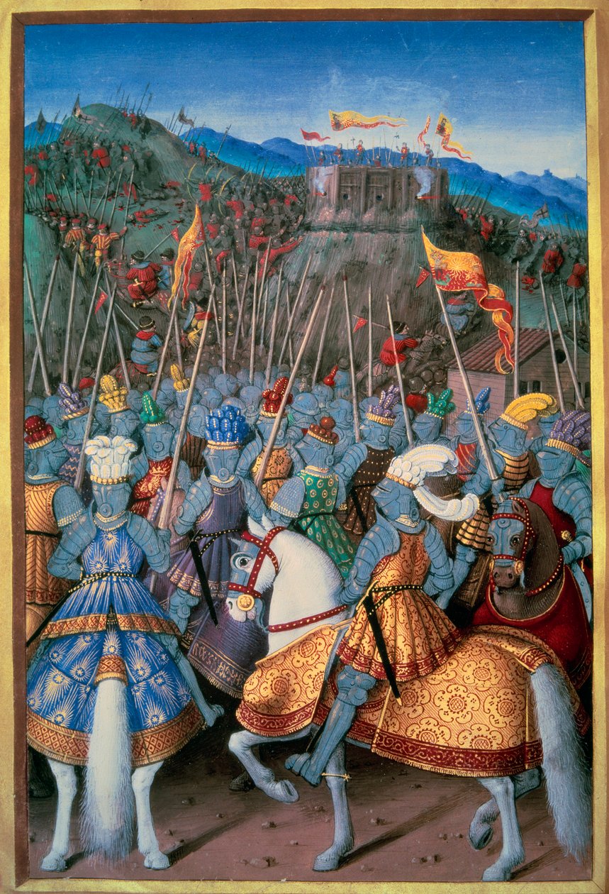 Wojny włoskie: Król Ludwik XII (1462-1515) zaatakował Genes swoim wojskiem w 1507 roku. autorstwa Jean Bourdichon