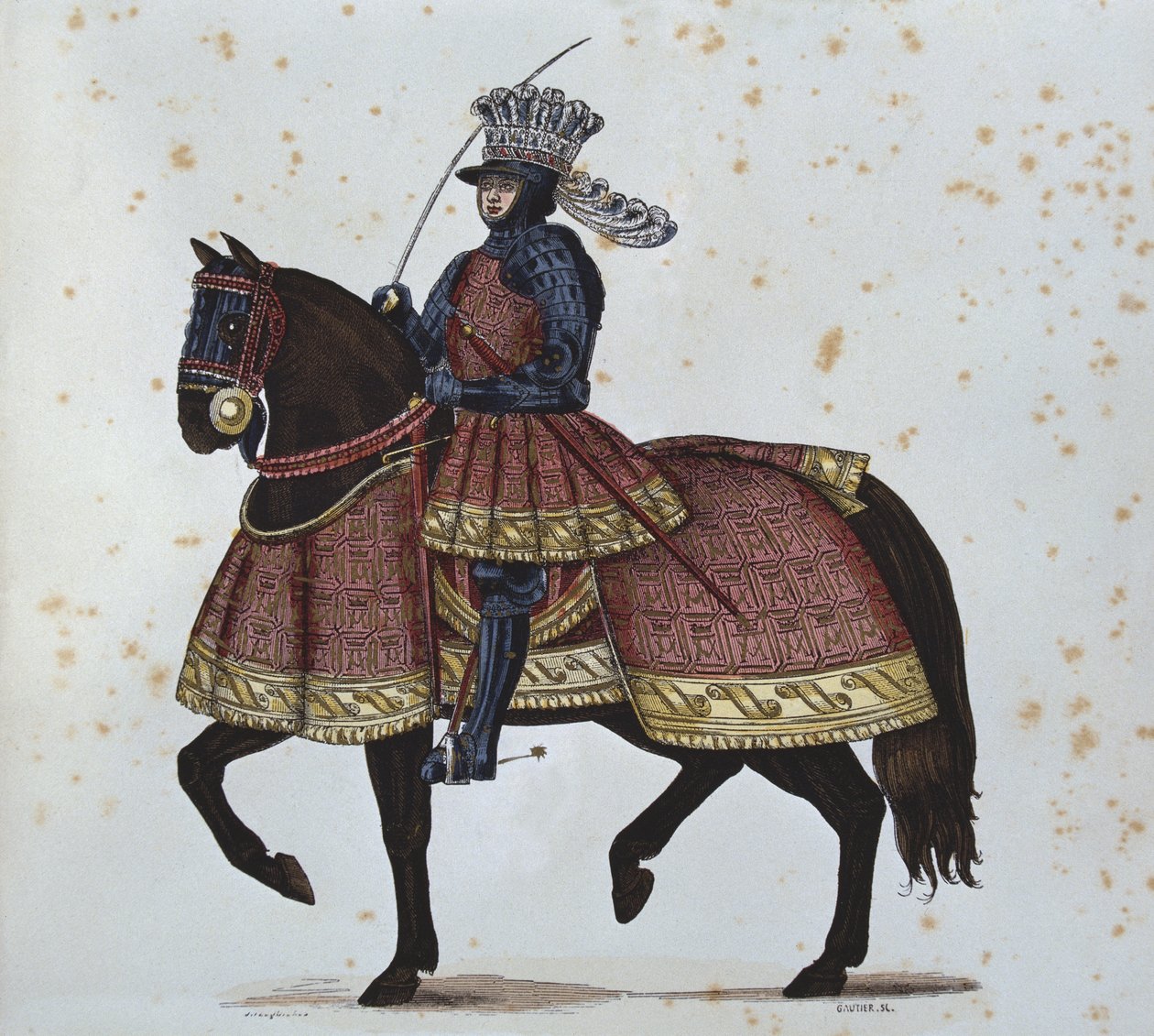 Ludwik XII wjeżdżający do Genui, rytowany przez Gautiera według ilustracji w „Godzinach Anny Bretanii”, 1515-20 autorstwa Jean Bourdichon