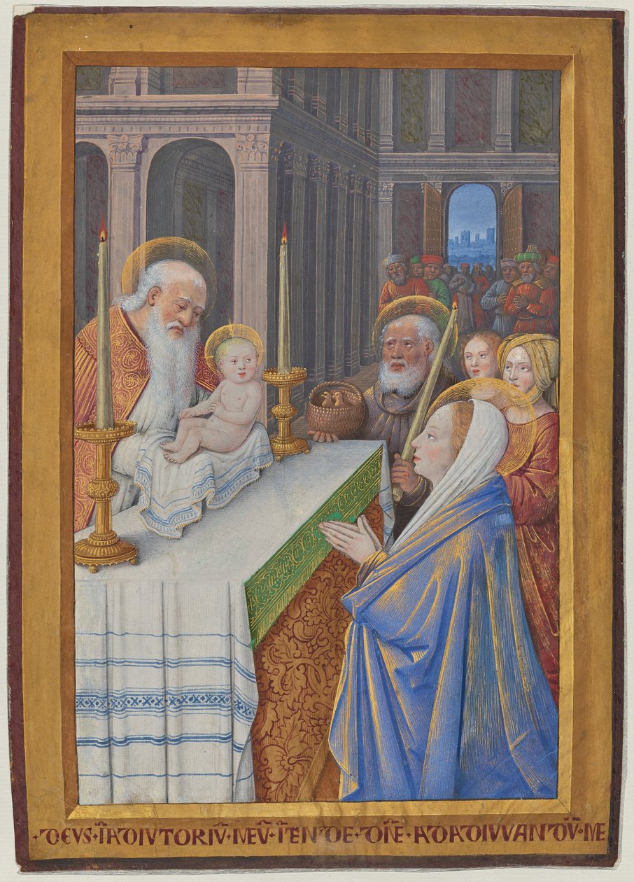 Die Darstellung im Tempel autorstwa Jean Bourdichon