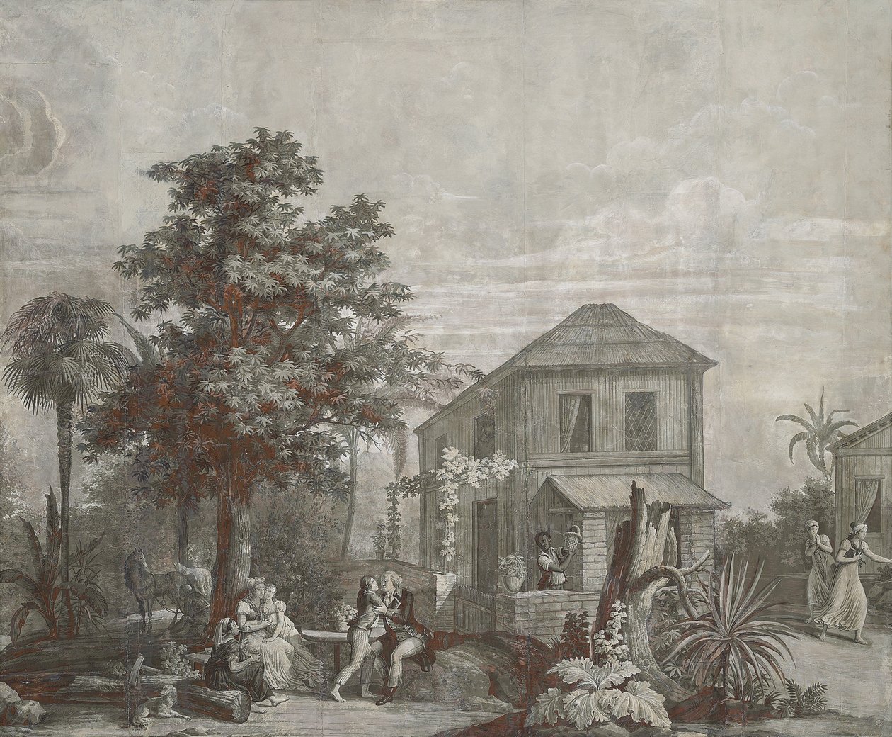 Family Time, panel tapety z serii "Paul et Virginie", Dufour & Cie, ok.1823 autorstwa Jean Broc