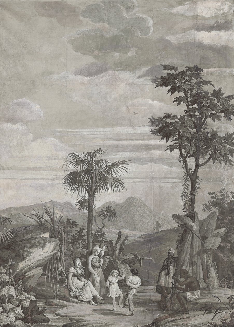 Taniec dzieci, panel tapety z serii "Paul et Virginie", Dufour & Cie, ok.1823 autorstwa Jean Broc