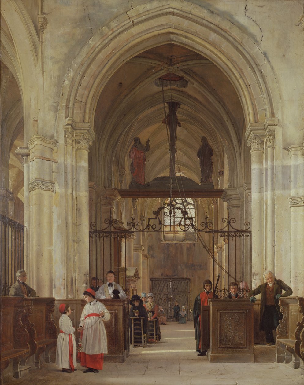 Wnętrze kościoła St. Prix, Valle de Montmorency, 1828 autorstwa Jean Bruno Gassies