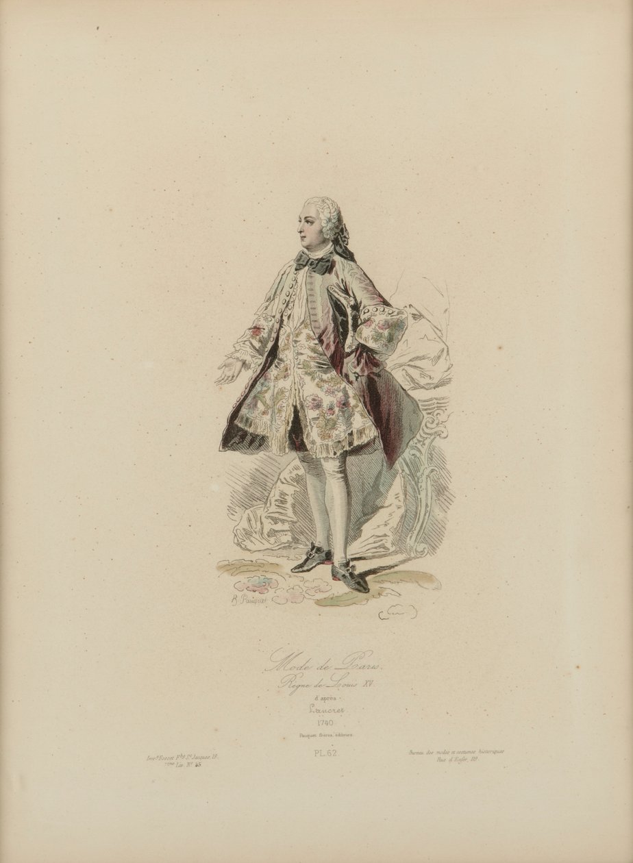 Moda paryska: Panowanie Ludwika XV (ręcznie barwiony grawerunek) autorstwa Jean Charles (1800 79) Pauquet
