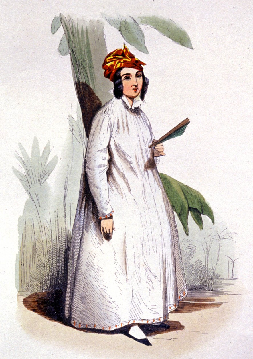 Kreolska kobieta, Antyle Francuskie, ok. 1850 r. (rycina) autorstwa Jean Charles (1800 79) Pauquet