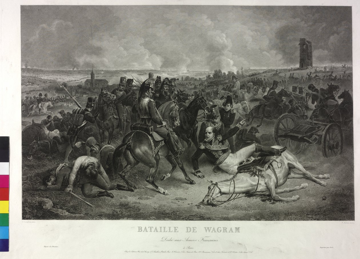 W bitwie pod Wagram 5 i 6 lipca 1809 r. (miedzioryt) autorstwa Jean Charles (after) Langlois