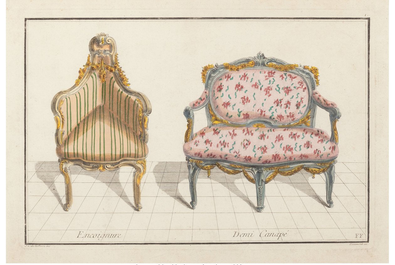 Narożnik, półkanapa. Nowa ikonologia historyczna lub hierogliphyques atrybutów, c.1768. autorstwa Jean Charles Delafosse