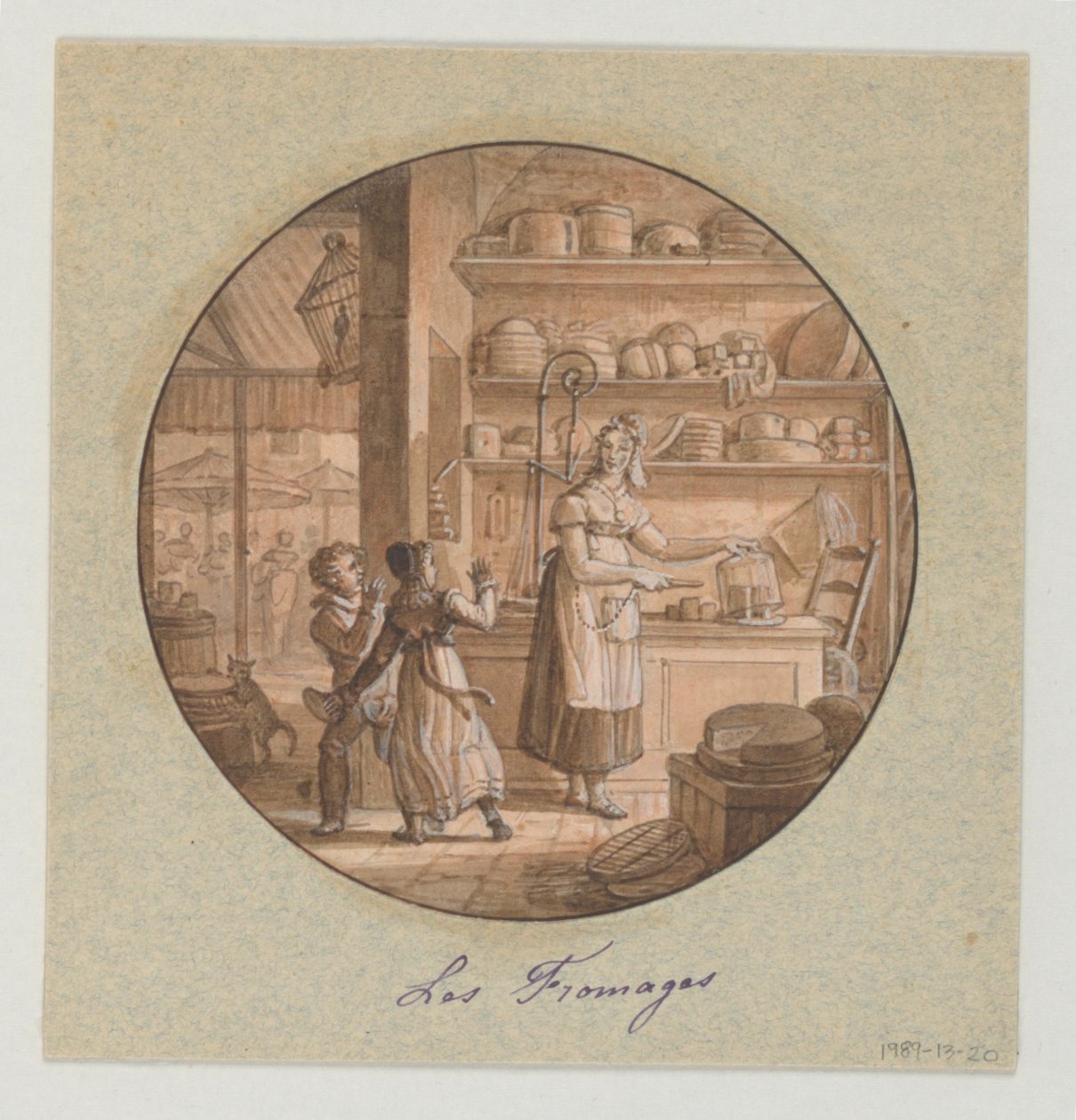 Projekt dla malowanej porcelany talerz Les Fromages (Sery) dla Service des Objets de Dessert (Serwis Deserów) autorstwa Jean Charles Develly