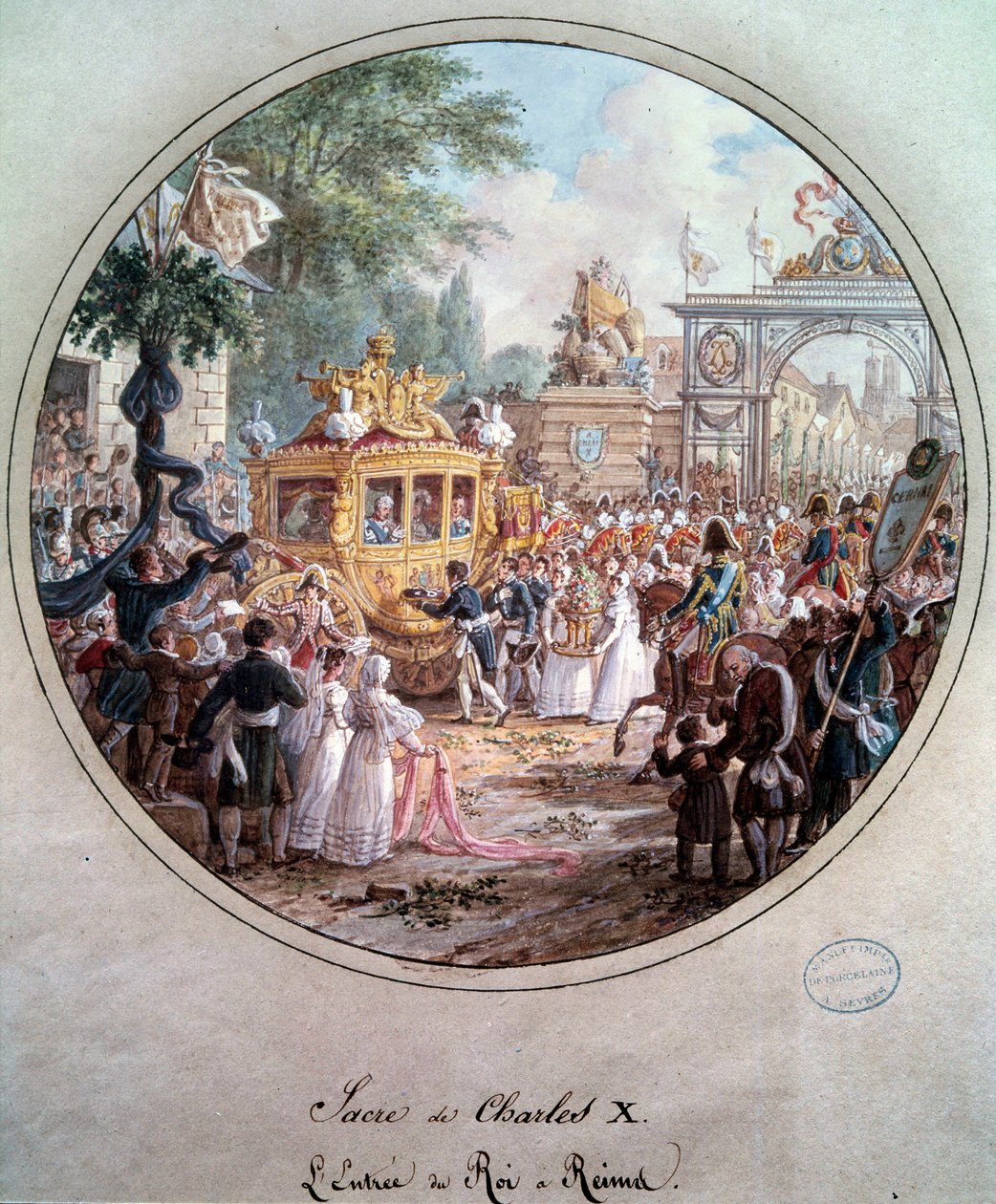 Wjazd króla Karola X do Reims, maj 1825. Grawerowanie Jean Charles Develly (1783-1849) autorstwa Jean Charles Develly