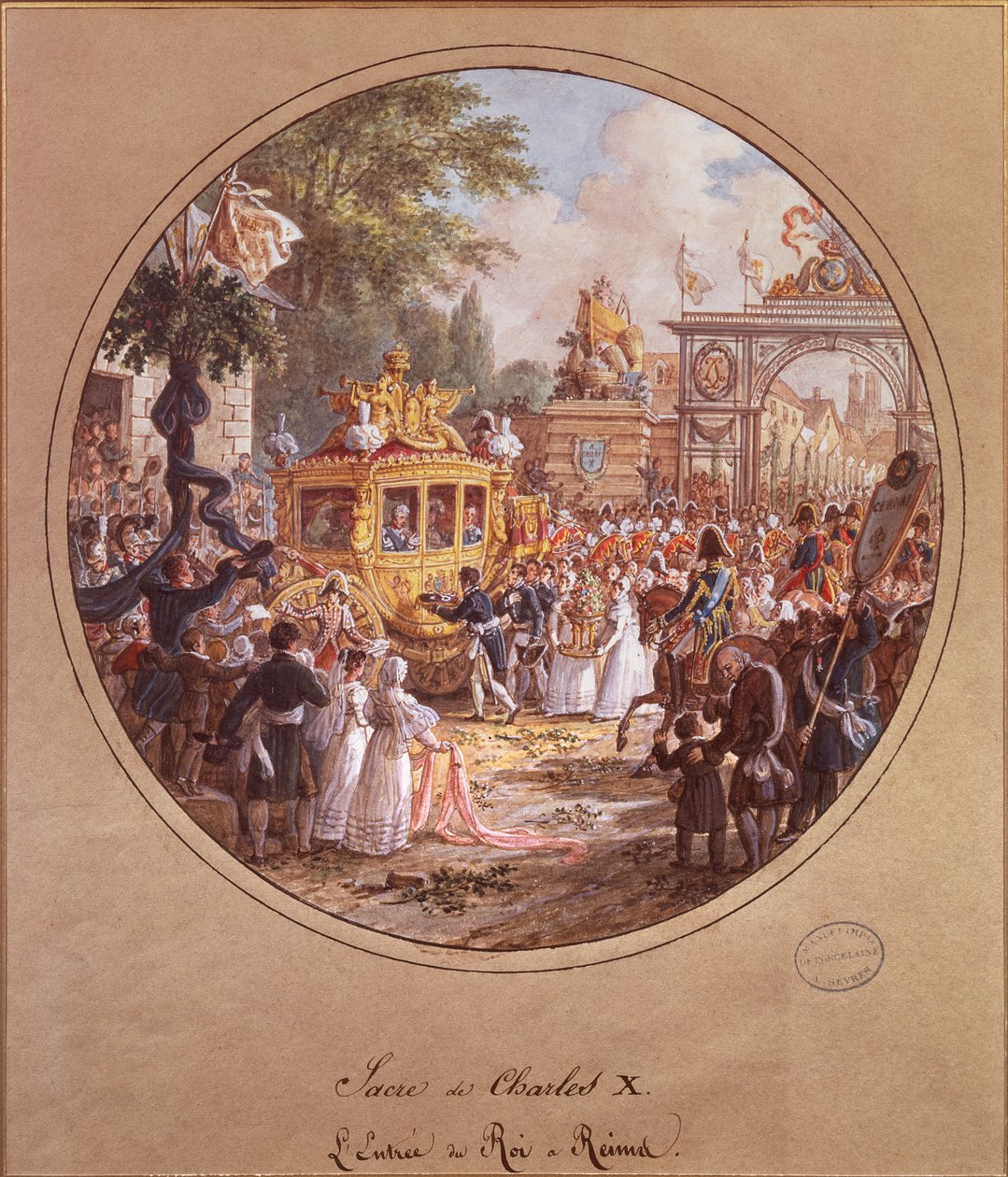 Wejście Karola X (1757-1836) do Reims, 28 maja 1825 (wc na papierze) autorstwa Jean Charles Develly