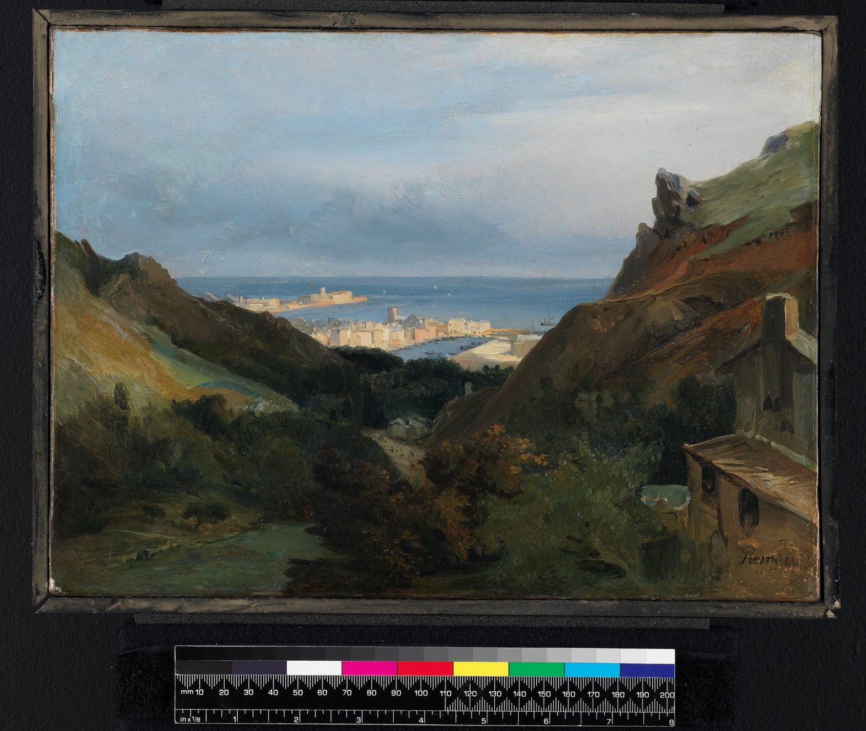 Włoski pejzaż z widokiem na port, przed 1875 r. autorstwa Jean Charles Joseph Rémond