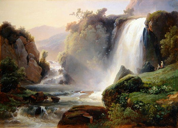 Upadki Tivoli, ok. 1822-25 (olej na płótnie) autorstwa Jean Charles Joseph Rémond