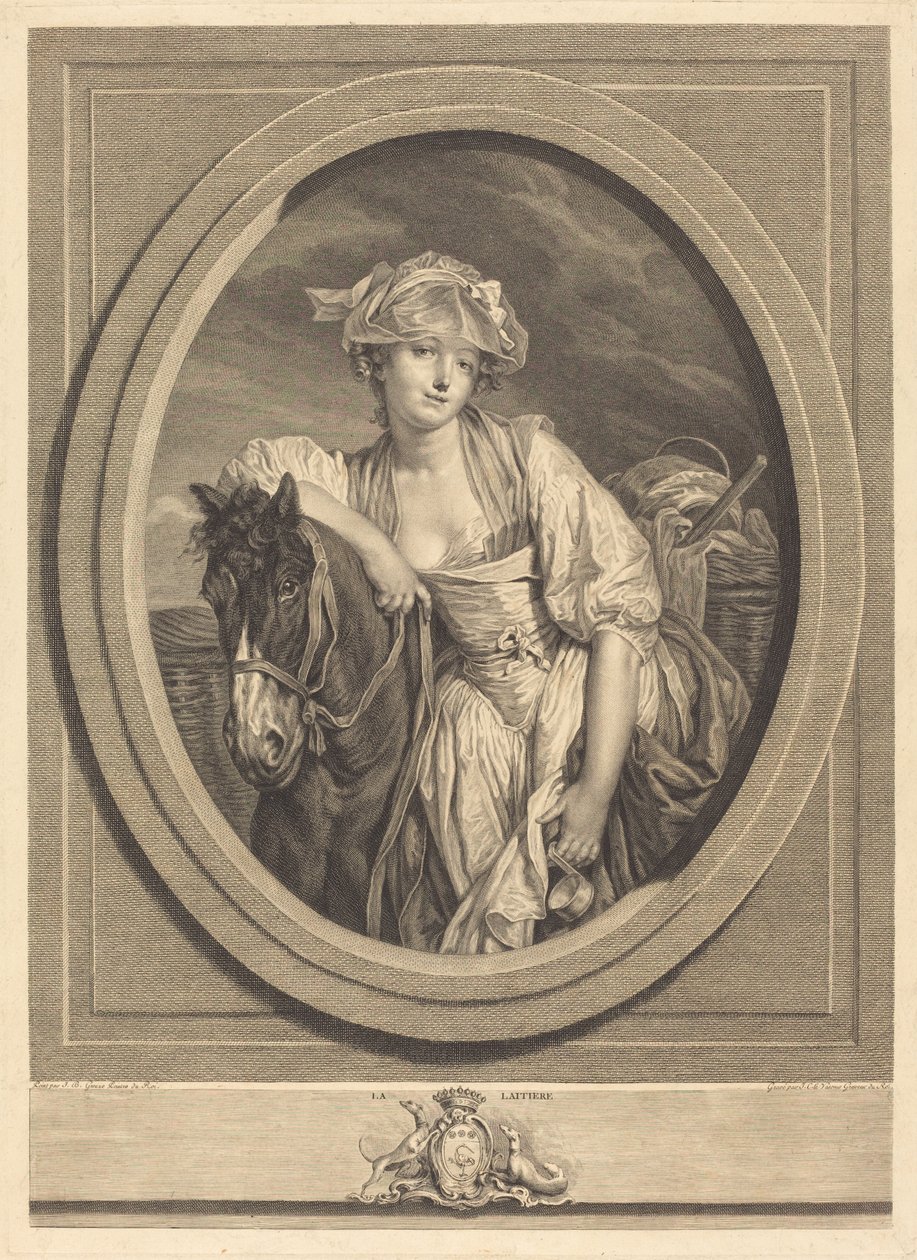 Mleczna dziewczyna autorstwa Jean Charles Levasseur after Jean Baptiste Greuze