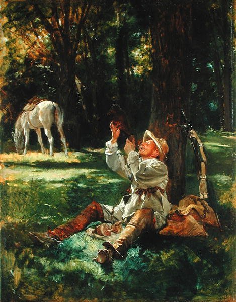 Odpoczynek jeźdźców, 1876 autorstwa Jean Charles Meissonier