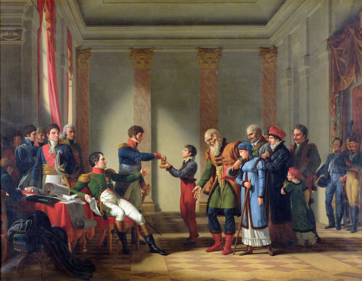 Napoleon Bonaparte (1769-1821) Nadanie Polakowi, Mereckiemu, lat 117 lat, Styczeń 1807, 1812 r. emerytury na sto Napoleona autorstwa Jean Charles Tardieu
