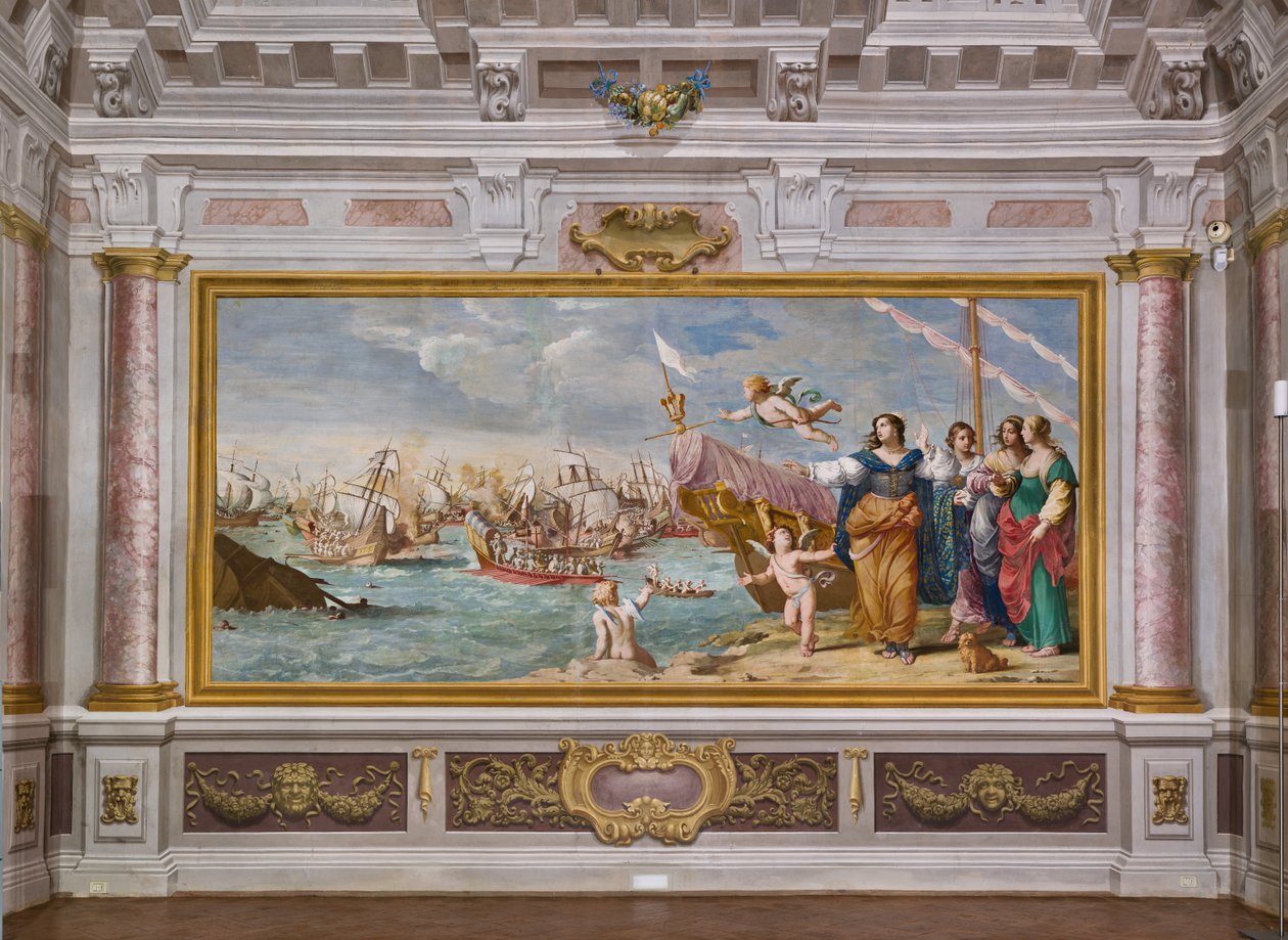 Spotkanie Marka Antoniusza i Kleopatry (fresk) autorstwa Jean & Cialdieri Girolamo (1641 44)) Boulanger