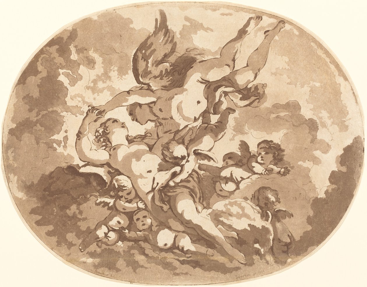 Eros i Psyche autorstwa Jean Claude Richard, Abbé de Saint Non after François Boucher