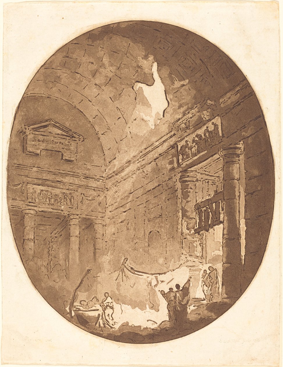Wnętrze rzymskiej willi autorstwa Jean Claude Richard, Abbé de Saint Non after Hubert Robert