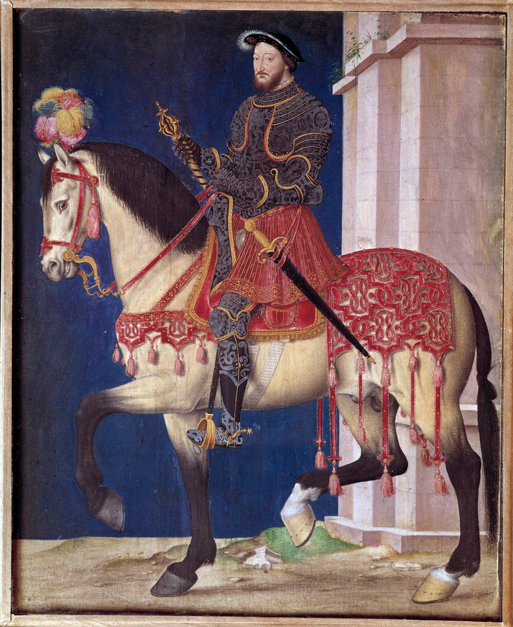 Portret konny Franciszka I (1494-1547). Obraz szkoły Jean Clouet (1475/1485-1540) autorstwa Jean Clouet