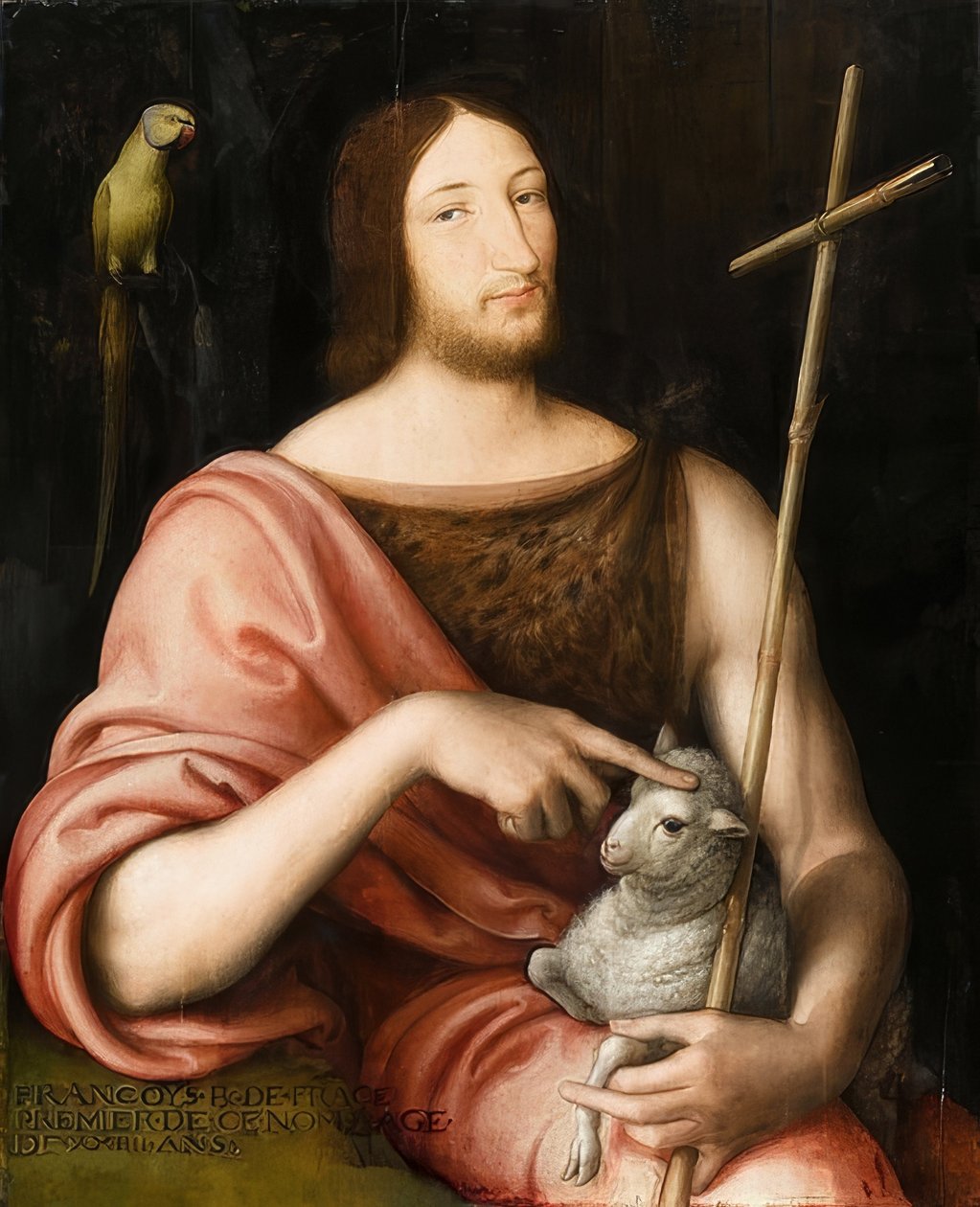 Portret Franciszka I Francuskiego (1494-1547) jako świętego Jana Chrzciciela. 1518 autorstwa Jean Clouet