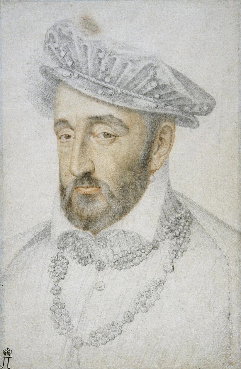 Portret króla Francji Henryka II par Clouet, Jean (ok. 1485-1541). Czarna kreda i sangwina na papierze format : 33,1x21,8, połowa XVI w., Pustelnia Państwowa, Sankt Petersburg autorstwa Jean Clouet