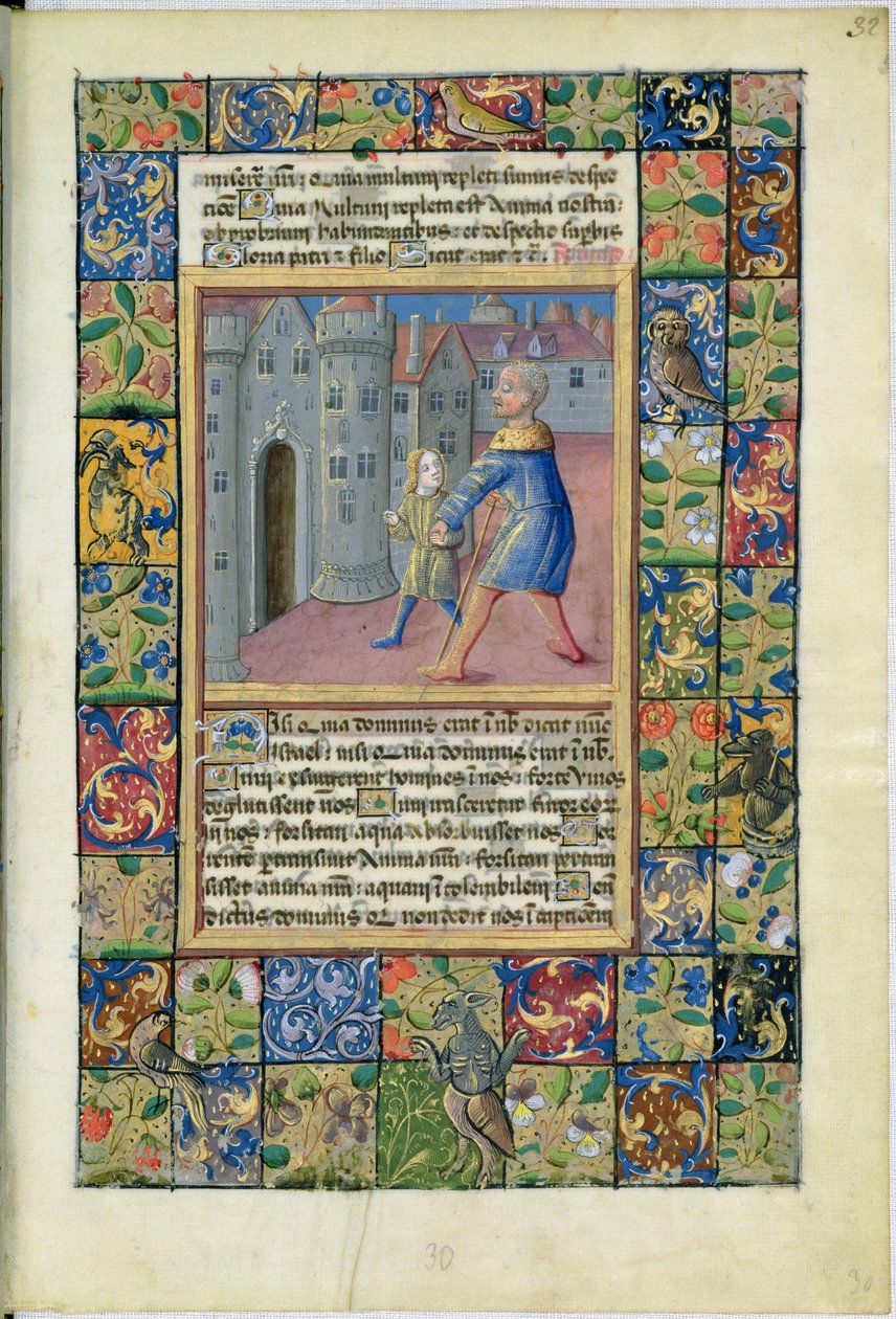 Pani Lat. Q.v.I.126 Uzdrowienie niewidomego, Jana 9:1-7 z Godzin Ludwika dOrleans, 1469 autorstwa Jean Colombe