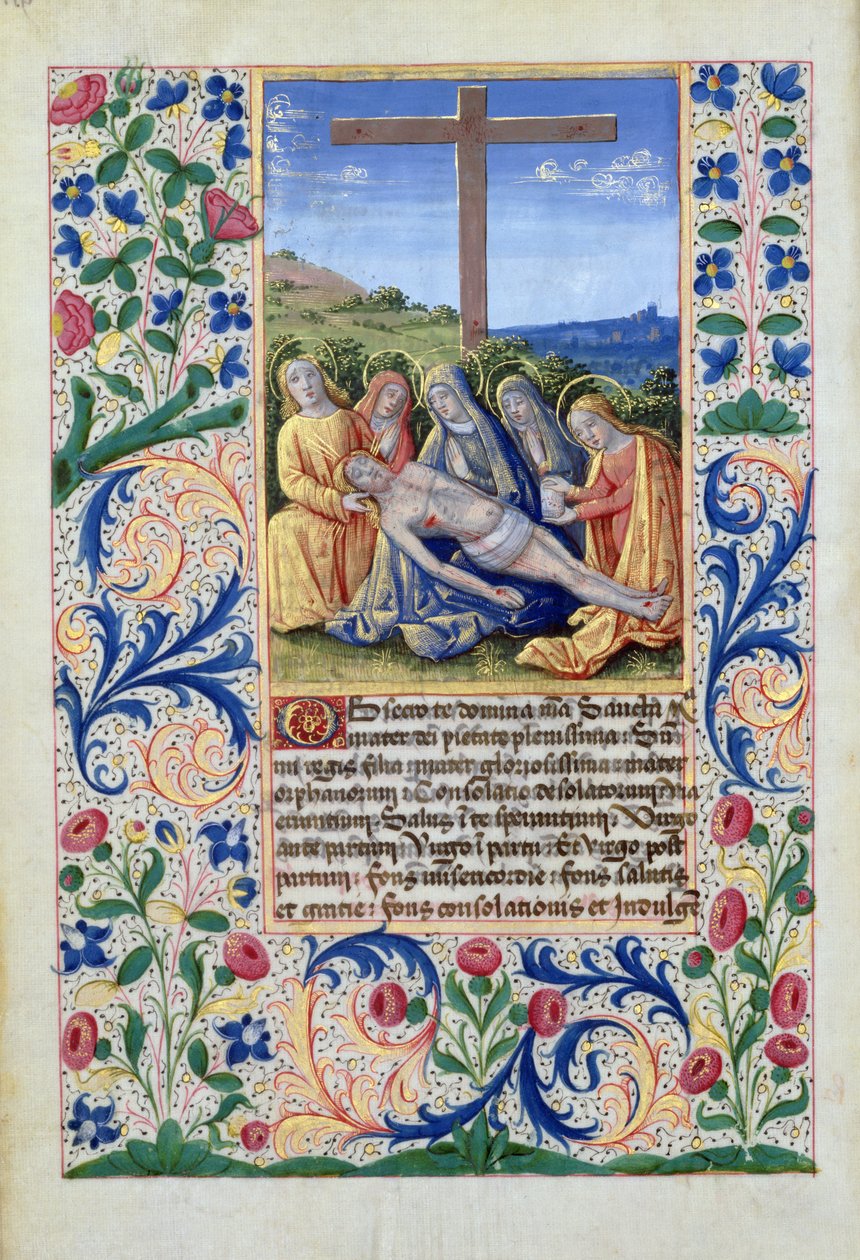 Pani Lat. Q.v.I.126 f.91v Lamentacja, z Księgi Godzin Louisa dOrleansa, 1469 autorstwa Jean Colombe