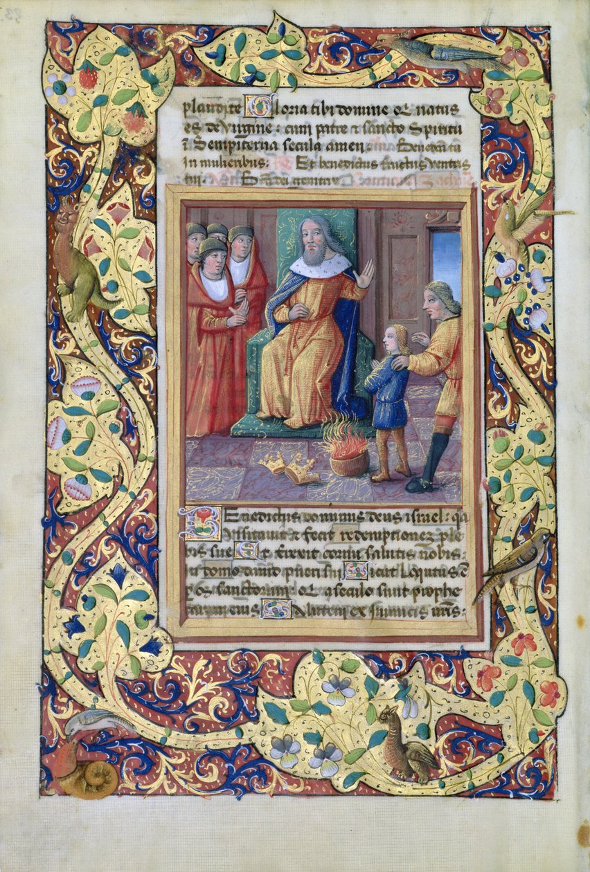 Pani Lat. Q.v.I.126 fol.23v Józef interpretujący sny faraona, z Księgi Godzin Ludwika Orleanu, 1490 autorstwa Jean Colombe