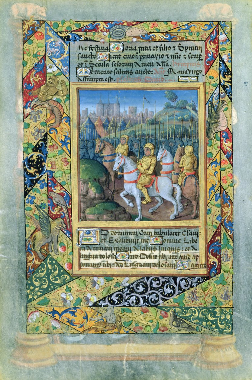 Pani Lat. Q.v.I.126 fol.28v Armia Izraelitów, z Księgi Godzin Ludwika dOrleans, 1490 autorstwa Jean Colombe
