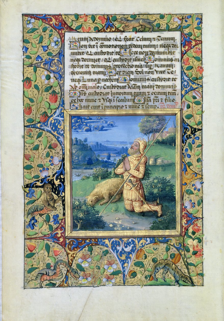 Pani Lat. Q.v.I.126 fol. 29v Samuel wzywa Pana, z Księgi Godzin Ludwika dOrleans, 1490 autorstwa Jean Colombe
