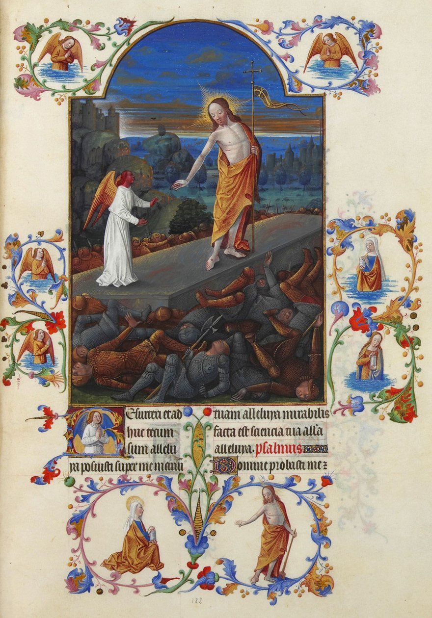 Très Riches Heures du Duc de Berry Folio 182, verso - Zmartwychwstanie Jezusa Chrystusa autorstwa Jean Colombe