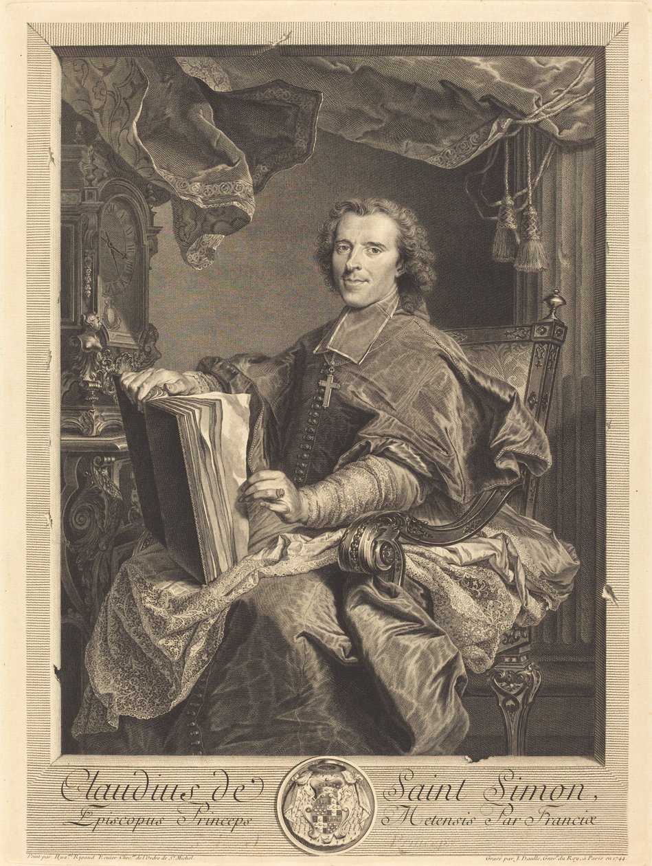 Klaudiusz de Saint-Simon, książę-biskup Metz autorstwa Jean Daullé after Hyacinthe Rigaud