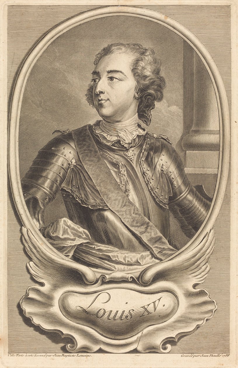 Ludwik XV autorstwa Jean Daullé after Jean Baptiste Lemoyne II