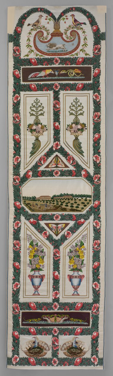 Verdures du Vatican, ok. 1799 (tkany jedwab i metalowa nić z haftem)   Data: ok. 1799 Medium: Tkany jedwab i metalowa nić z nakładanym jedwabiem i haftem szenilowym autorstwa Jean Desmosthene Dugourc