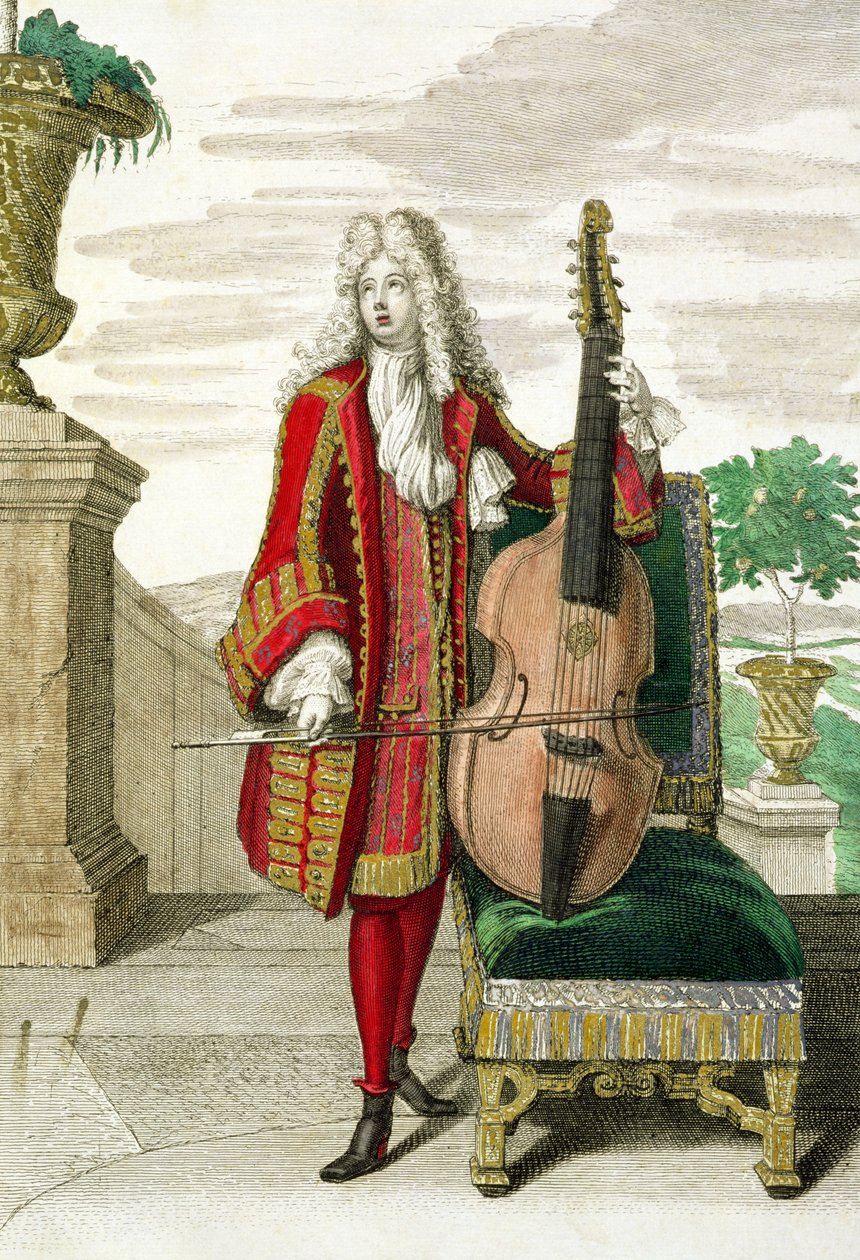 Gentleman grający na wiolonczeli, wydany ok. 1688-90 autorstwa Jean Dieu de Saint Jean