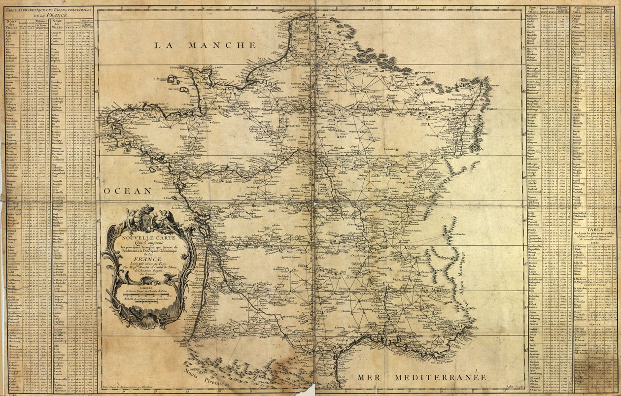 Nowa mapa Francji, 1744 autorstwa Jean Dominique Maraldi