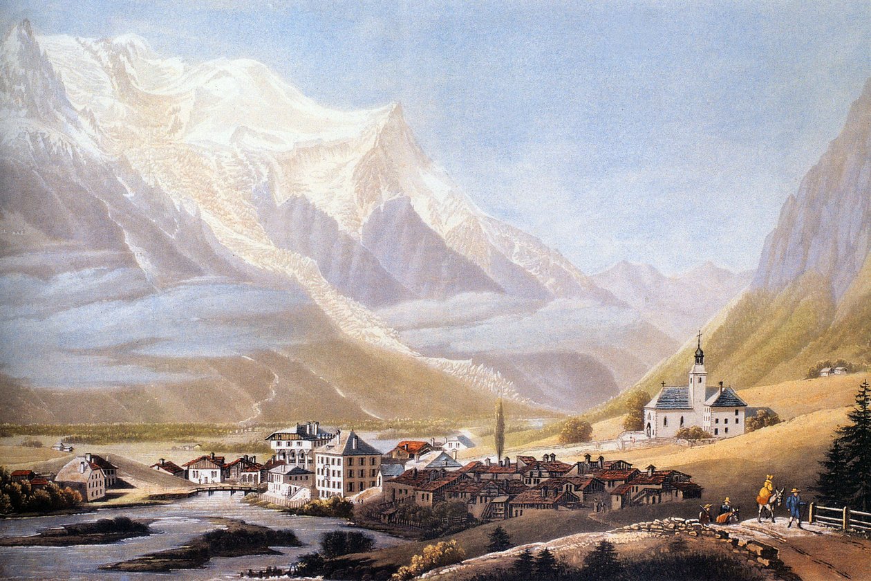 Dolina Chamonix i masyw Mont-Blanc, ok. 1810 r. (rycina) autorstwa Jean Dubois